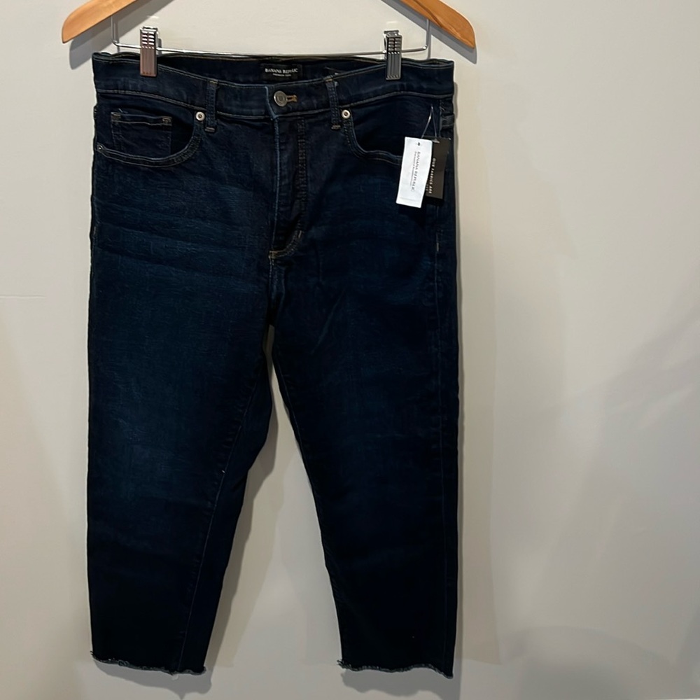Banana Republic Premium Denim High-Rise or High-Waisted Straight Jeans, …